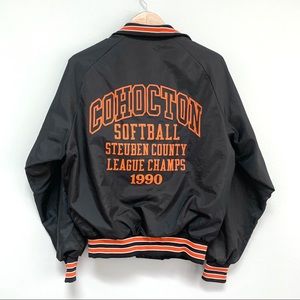 Vintage 1990 Varsity Softball Jacket Cohocton Sz M